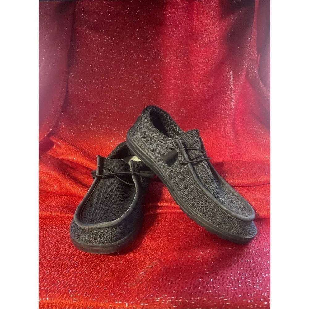 Hey Dude Men's Wally Sox Wide Size M9EE Loafer Shoes - Micro Total Black